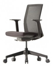  A Two Black Mesh Back Chair, Synchro, Gas Lift, Seat Slide, Black Fabric. 120 Kg